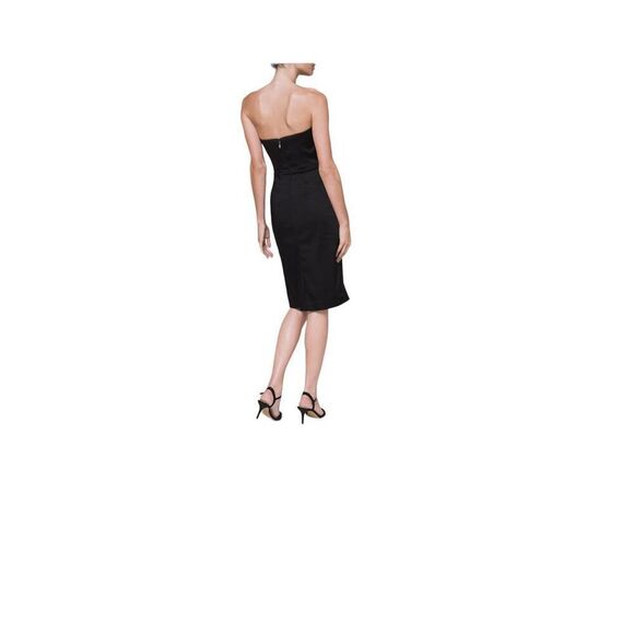 WHBM WHITEβHOUSE BLACK MARKET Mini Satin Sheath Dress Evening Wear 10 Black - Picture 4 of 9